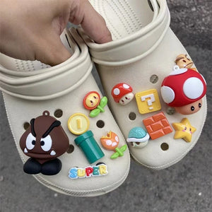 Novo Conjunto de Charms para Sapatos Mario 3D Acessórios de Jogo para Sapatos Decorações para Tamancos Charms para Sandálias Presente Perfeito para Fãs de Jogos