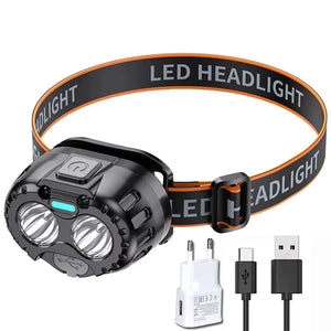 Lanterna de Cabeça LED Poderosa IPX4 à Prova d'Água Lanterna de Emergência 250LM Lanterna de Cabeça LED XPE 500mAh para Pesca, Camping e Caminhadas ao Ar Livre