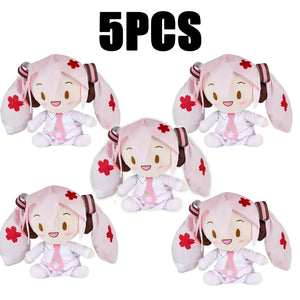 Desenho animado 20cm Boneca de pelúcia Hatsune Miku Brinquedo Anime sakura Miku snow Miku Personagem Kawaii Posição sentada Fufu Presente de Natal para crianças
