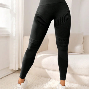 Calças de Esporte com Linhas Sexy Levantando o Bumbum Calças Justas de Esporte Calças de Fitness Elásticas de Cintura Alta para Mulheres Calças de Corrida Yoga