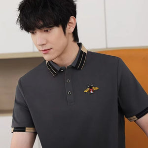 Nova Moda Masculina Camisa Polo de Manga Curta com Colarinho Bordado Verão Nova Camisa Polo Respirável de Manga Curta, Top Masculino de Alta Qualidade para Exterior