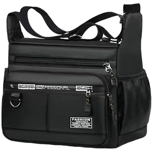 Bolsa transversal masculina com bolsos de múltiplas camadas, alça de ombro ajustável, bolsa de ombro única para negócios