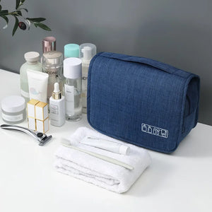 Bolsa de Armazenamento Portátil de Tecido Oxford para Homens, Organizador de Artigos de Higiene, Bolsa de Cosméticos para Mulheres, Necessaire de Viagem Impermeável e Suspensa