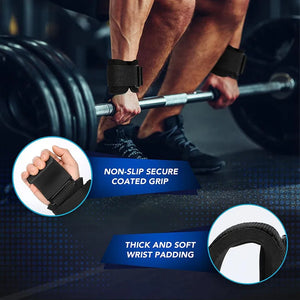 Ganchos de Levantamento de Peso com Envolvimentos para Pulso, Alça de Barra de Mão, Faixa de Pulso para Academia, Ganchos de Fitness, Faixa de Peso para Pull-Ups, Luvas de Levantamento de Potência
