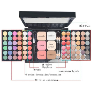 Paleta de Sombras Glitter 40/74/78 Cores Matte à Prova d'Água Longa Duração Pó Compacto Kit de Cosméticos Ferramentas de Maquiagem para Mulheres Fashion