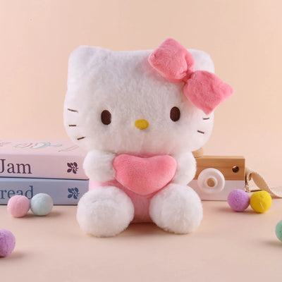 22cm Sanrio Hello Kitty Kuromi Almofada KT Brinquedo de Pelúcia Meninas Animais de Pelúcia Macios Coração My Melody Cinnamoroll Boneca de Pelúcia Presentes
