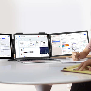 Monitor Portátil Duplo Amoudo de 14 Polegadas 1920*1080P IPS Monitor Triplo Portátil com Porta USB-C para Laptops de 14-16,5" Windows/Mac Xbox