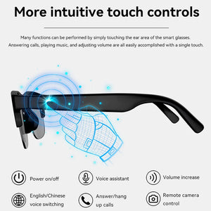 Óculos Inteligentes Lenovo com Bluetooth Controle por Toque Chamadas Sem Mão Música Câmera Remota Assistente de Voz para Viagens Esportes Óculos de Sol
