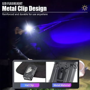 Lanterna LED Recarregável por USB MINI Portátil com Ímã na Cauda Luz de Trabalho Super Brilhante Lanterna de Camping Lateral COB Lanterna de Emergência