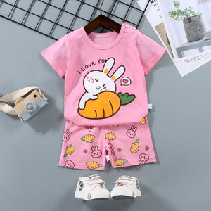 2PCS roupas para mãe e crianças Conjuntos infantis Camiseta Calções Meninos Meninas Verão Algodão Manga curta Roupa para Bebês Crianças Conjunto para Criança