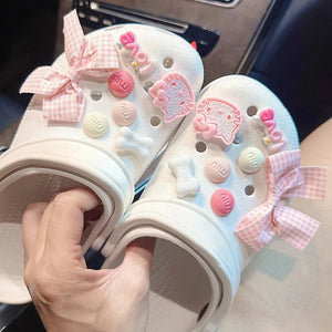Conjunto de Charms para Sapatos Mesuca Pink Series Hello Kitty Acessórios de Decoração em Resina Kawaii Acessórios Removíveis para Sapatos Presentes para Festa de Natal