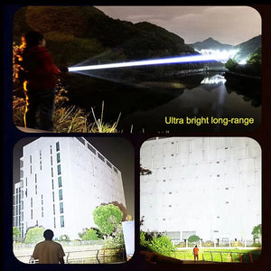 Lanterna Super Brilhante de 100000LM Lanterna Tática LED Recarregável de Longo Alcance para Camping ao Ar Livre, à Prova d'Água, Pesca