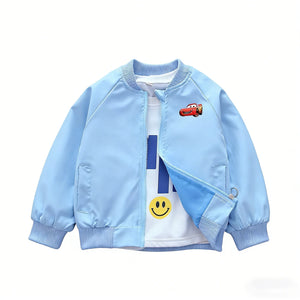 Jaqueta Infantil Cars Lightning McQueen Nova Primavera Outono Menino Menina Cartoon Zíper Manga Longa Corta-Vento Casacos Esportivos para Crianças