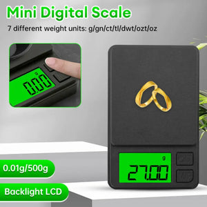 Balança de Precisão de Bolso 1000g X 0,1g - Balança Digital para Gramas, Alimentos, Joias, Onças/Grãos com LCD Retroiluminado - Mini Balança para Viagem