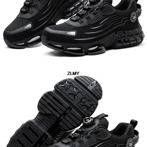 Sapatos de Segurança com Botão Rotativo para Homens, Tênis com Biqueira de Aço, Botas de Trabalho à Prova de Perfuração, Botas de Segurança com Almofada de Ar, Sapatos de Trabalho Esportivos, Botas Antichoque