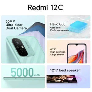 Original Xiaomi Redmi 12C 6GB 128GB Bateria de Alta Capacidade de 5000mAh Helio G85 Octa Core 50MP 6,71'' 4G Telefone Móvel ROM Global