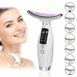 Massageador Facial e de Pescoço de 7 Cores EMS com Microcorrente para Rosto, Pescoço e Ombros, Dispositivo de Beleza com Vibração para Cuidados Avançados com Rosto, Pescoço e Ombros