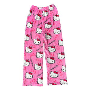 Calças de Pijama Y2K Hello Kitty Sanrio Anime Calças de Pijama Femininas Casal de Desenho Animado Roupas de Dormir para Casa Calças de Lazer Roupas para Casa