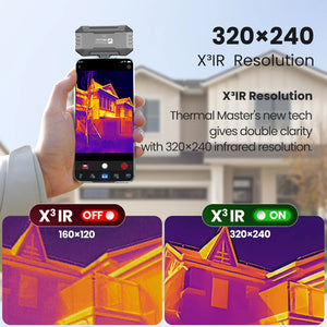 (iPhone&Android) Câmera térmica P1 para Android para iPhone 320*240 X³IR Resolução 600℃ 25Hz Câmera de Inspeção de Casa HVAC