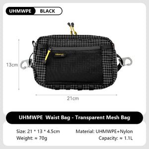 HIKEMAN Dyneema Fiber Waist Pack 1.1L Impermeável UltraLeve Multi Bolso para Ciclismo Corrida Caminhada Camping Esportes ao Ar Livre