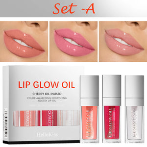 Conjunto de Óleo Labial Hidratante Jelly de Cristal Gloss Labial Volumizador Maquiagem Gloss Labial Sexy Óleo Iluminador Labial Tinta Volumizadora