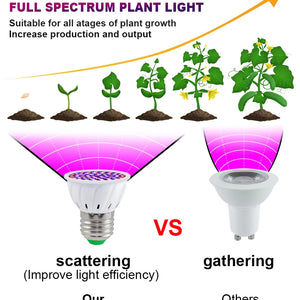 Led Grow Bulb 220V E27 60 80LEDs Full Spectrum LED Plant Greenhouse Hydroponic Growth Light Indoor Plant Phyto Flower Lamp