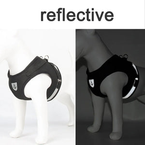 Conjunto de Coleira e Guia para Gato Ajustável Refletiva à Prova de Fuga Colete de Malha para Animais de Estimação Coleira para Filhote de Cachorro Pequeno Gato Suprimentos para Animais de Estimação