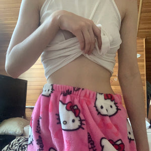 Calças de Pijama Y2K Hello Kitty Sanrio Anime Calças de Pijama Femininas Casal de Desenho Animado Roupas de Dormir para Casa Calças de Lazer Roupas para Casa