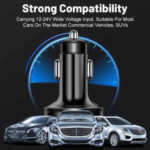Carregador de Carro PD 66-250W QC3.0 Carregamento Rápido de Um a Seis Plugue de Isqueiro de Carro Carregador de Carro Carregamento Rápido com Display Digital