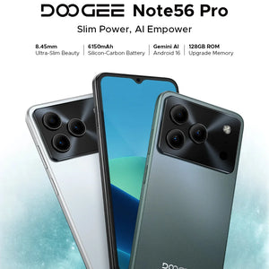 Global Version DOOGEE Note56 Pro Smart phone Android 16 6150mAh Battery 6.56'' 90Hz Screen 32GB 128GB Cell Phone NFC