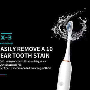 Escova de Dentes Elétrica Sônica para Adultos IPX7 à Prova d'Água Cabeça de Escova DuPont Recarregável via USB Limpeza de Alta Frequência 6 Modos de Limpeza