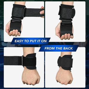 Ganchos de Levantamento de Peso com Envolvimentos para Pulso, Alça de Barra de Mão, Faixa de Pulso para Academia, Ganchos de Fitness, Faixa de Peso para Pull-Ups, Luvas de Levantamento de Potência