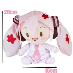 Desenho animado 20cm Boneca de pelúcia Hatsune Miku Brinquedo Anime sakura Miku snow Miku Personagem Kawaii Posição sentada Fufu Presente de Natal para crianças