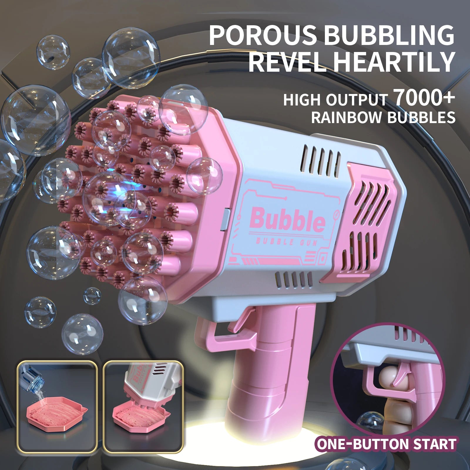Máquina de Bolhas de 40 Furos, Totalmente Automática, Sopra Bolhas, Leve, Máquina de Bolhas para Uso Externo, Sem Bateria, Sem Água de Bolhas