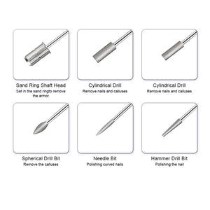 LINMANDA Kit de Broca Elétrica 6 em 1 Removedor Polidor Manicure Lixa de Unha Portátil Ferramenta de Caneta para Broca de Unha