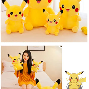 Brinquedos de Pelúcia Pokemon Pikachu de 25cm Kawaii Japão Anime Elfo Boneca de Pelúcia Macia e Fofa Boneca de Cartoon Pikachu Presente de Aniversário para Crianças Meninas