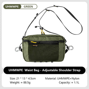 HIKEMAN Dyneema Fiber Waist Pack 1.1L Impermeável UltraLeve Multi Bolso para Ciclismo Corrida Caminhada Camping Esportes ao Ar Livre