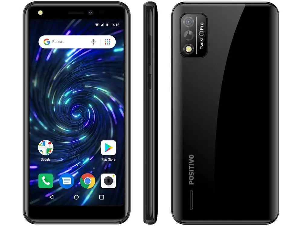 Smartphone Positivo Twist 4 Pro 64GB Preto 4G Octa-Core 1GB RAM Tela 5,5” Câmera. 8MP + Selfie 5MP