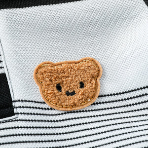 Conjunto de Verão para Crianças: Camiseta Curta Listrada com Estampa de Urso de Pelúcia e Calças Curtas para Meninos, Conjunto Casual Esportivo de Duas Peças