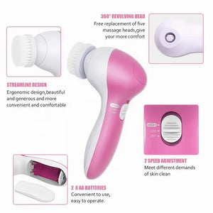 Limpeza Facial Elétrica 5 EM 1 Escova de Limpeza Facial Máquina de Lavagem Spa Cuidados com a Pele Massageador Ferramentas de Limpeza de Cravos Limpador Facial