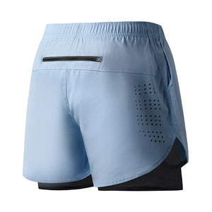 Calções de Corrida Masculinos Secagem Rápida Fitness Pretos de Dupla Camada para Homens Novos para Treino de Esportes e Musculação