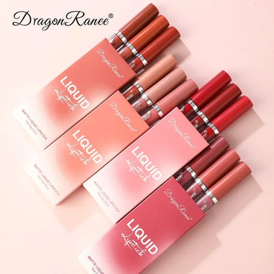 Conjunto de 3 PCS de Batons Líquidos de Longa Duração para Mulheres Cosméticos de Beleza Coreana Batons Matte à Prova d'Água Longa Duração