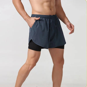 Calções de Corrida Masculinos Secagem Rápida Fitness Pretos de Dupla Camada para Homens Novos para Treino de Esportes e Musculação