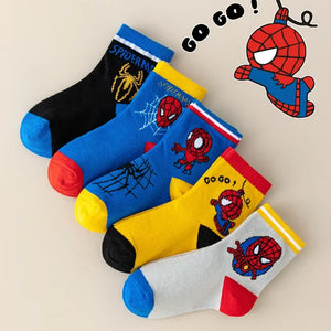 Kit 5 Pares de Meias Infantis Estampadas Estilo Herói