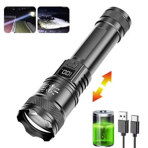Lanterna Super Brilhante de 100000LM Lanterna Tática LED Recarregável de Longo Alcance para Camping ao Ar Livre, à Prova d'Água, Pesca