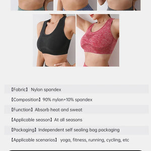 Sutiã Push Up Respirável para Mulheres, Roupas de Esporte, Corrida, Yoga, Fitness