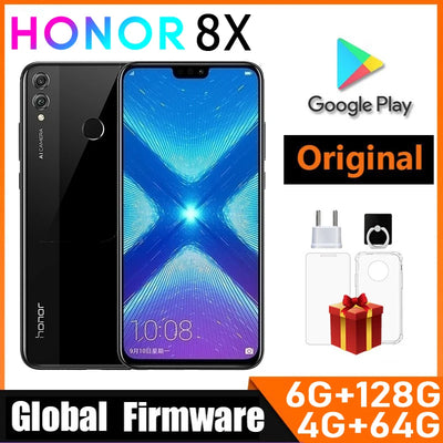 HONOR 8X Smartphone Firmware Global CPU Haisi Qilin 710 Câmera traseira de 6,5 polegadas 20MP Reconhecimento de impressão digital telefone usado