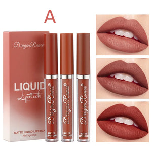 Conjunto de 3 PCS de Batons Líquidos de Longa Duração para Mulheres Cosméticos de Beleza Coreana Batons Matte à Prova d'Água Longa Duração