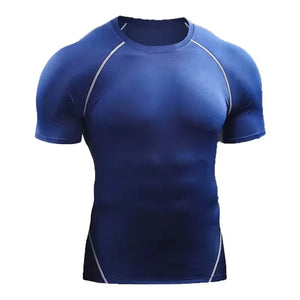 Roupas de fitness para homens, esportes ao ar livre, camiseta de manga curta de secagem rápida, treinamento profissional, corrida, roupas justas e elásticas para yoga.