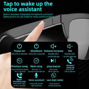 NOVOS Óculos Inteligentes V5.3 Chamada Bluetooth Fones de Ouvido de Alta Qualidade Óculos de Sol para Esportes ao Ar Livre Anti-toque UV Reprodutor de Música para Homens e Mulheres